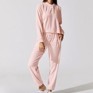 DONNI - Terry Henley Sweatshirt and Pants Set in Peony